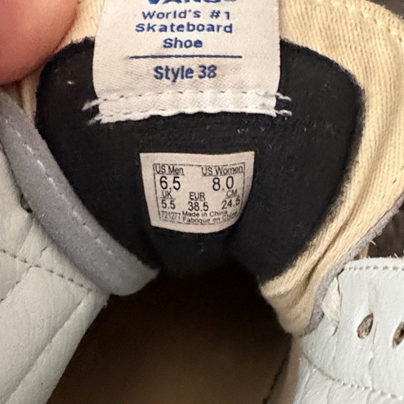 Vans High-Top Checkerboard Sneakers in Light Gray/Blue and white - Picture 9 of 9